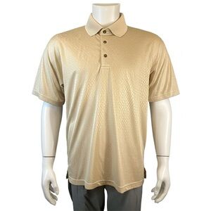 PGA Tour Men's Beige Diamond Jacquard Golf Polo Sport Shirt Size XLarge